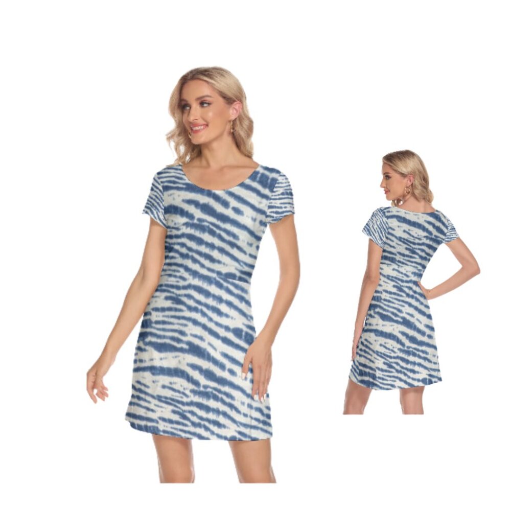 Women's Lounge Shirt/Gown Blue White